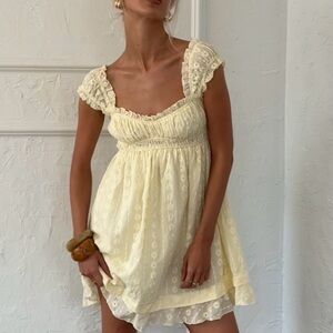 Princess Polly Carlita Yellow Lace-Trim Sundress